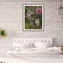 Handmade Cat in Flowers 5D DIY Full Round Drill Drawing Kit Art Diamond Paint