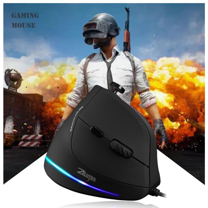 ZEALOTES C-18 10000DPI Adjustable RGB Optical Gaming USB Wired Vertical Mouse