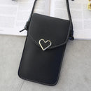 PU Leather Shoulder Messenger Bag Women Touch Screen Phone Pouch (Black)