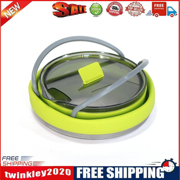 Outdoor Folding Silicone Kettle Portable Mini Boiling Pot w/ Handle (Green)