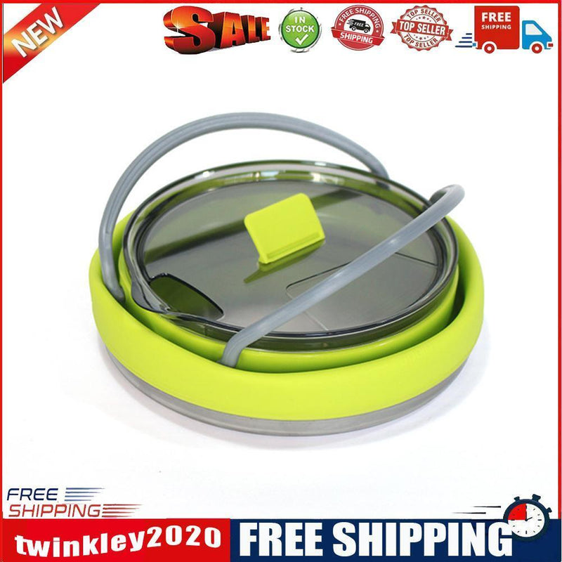 Outdoor Folding Silicone Kettle Portable Mini Boiling Pot w/ Handle (Green)