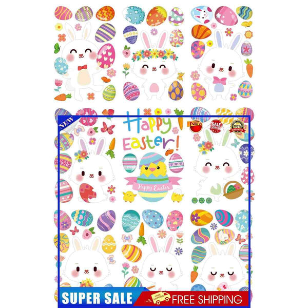 Easter Decals - Window Stickers Clings Easter Holiday Party Supplies 9 Sheets