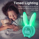 LED Smart Clock Cute Rabbit Alarm Bedside Sleep Night Light Wake Up (Green)
