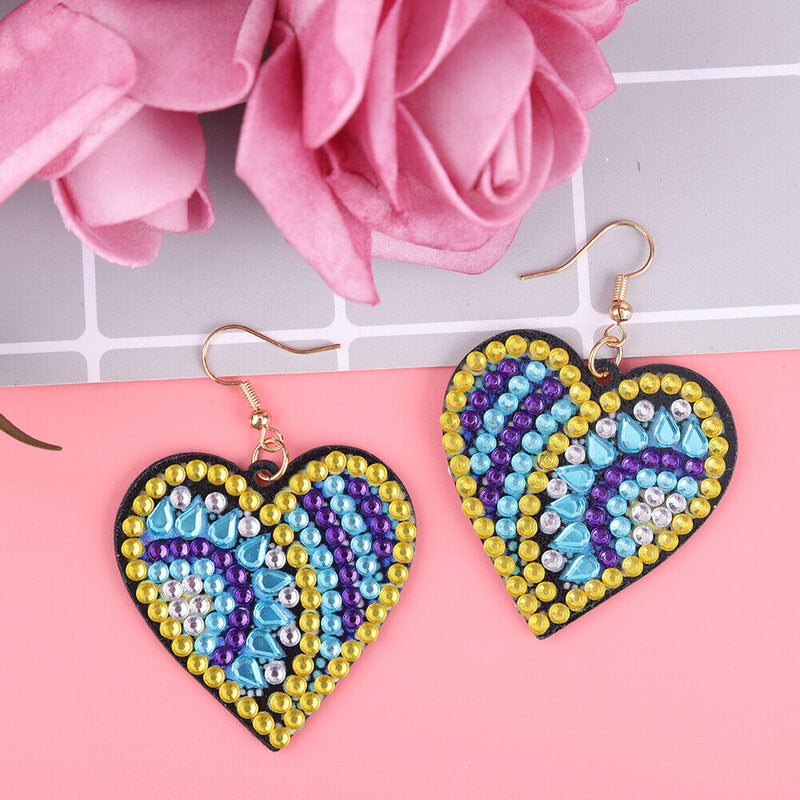 5D DIY Diamond Painting Earrings Double-sided Heart Drop Earrings (RZ015)