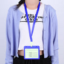 Double Sided ID Card Protector Waterproof Name Badge Holder (Dark Blue)