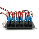 Car RV LED Rocker Switch Panel Digital Voltmeter 6 Gang 12V/24V Dual USB Port