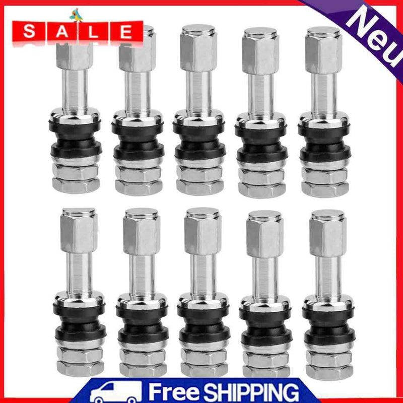 Universal tire valve stems with dust caps, tubeless, 10 pieces
