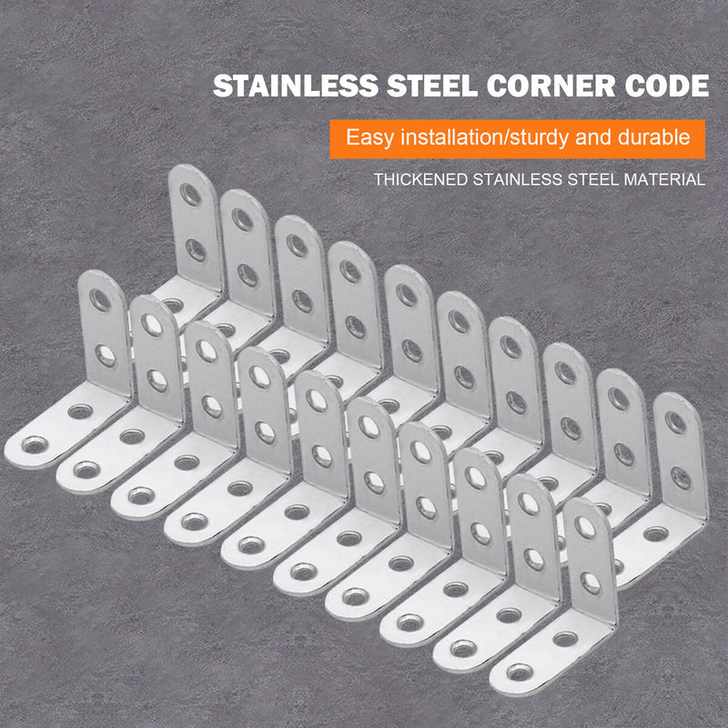 20 Pack Corner Bracket Stainless Steel Right Angle Brackets with 80pcs Scre