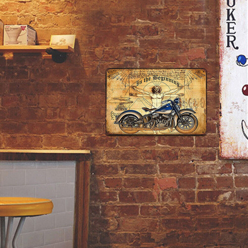 Retro Beginning Motorcycle Metal Plate Painting for Bar Pub Tin Wall Sign