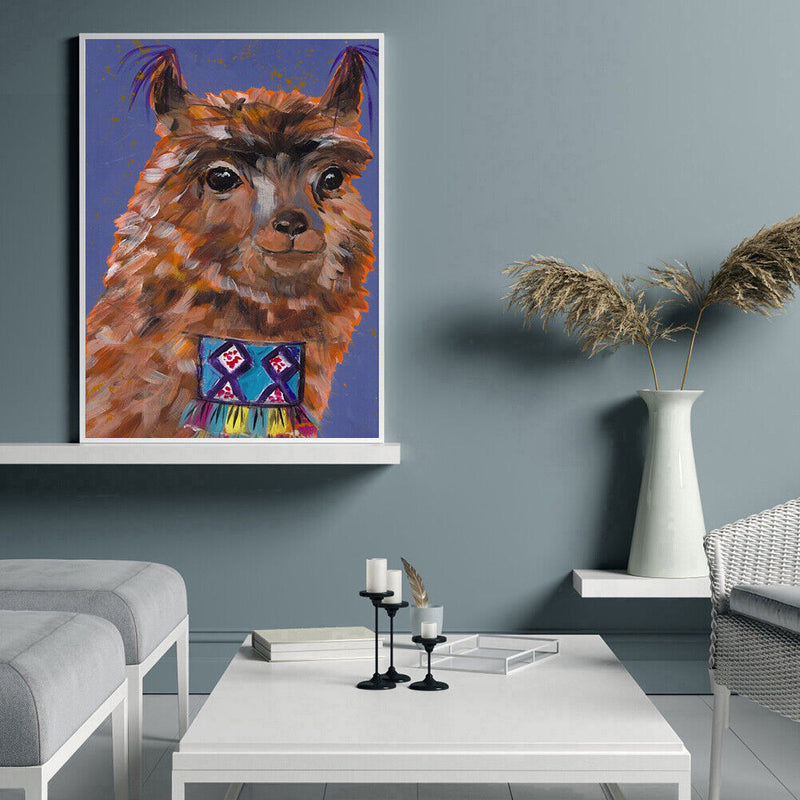 Colored DIY Arts Digital Oil Painting Cute Alpaca No Frame Picture By Numbers