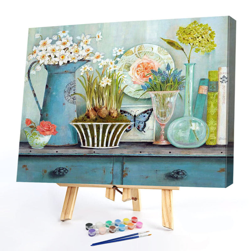 DIY Oil Drawing By Numbers Deer Frameless 50x40cm Flower on Canvas Decor