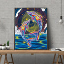 Part Special-Shaped Drill Rhinestone Diamond Painting Dolphin Luminous Hand