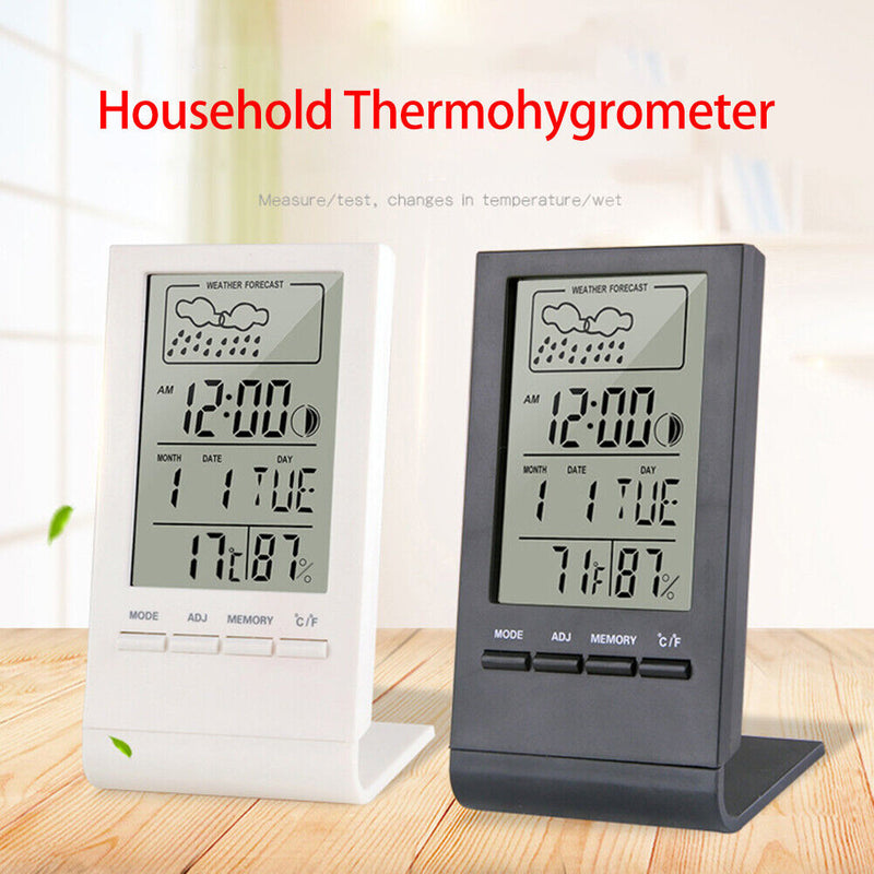CX-220 Digital Thermometer Hygrometer Alarm Clock Weather Station (Black)
