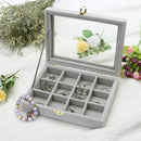 2017 Velvet Glass Jewelry Display Box Tray Holder Storage Box Organizer