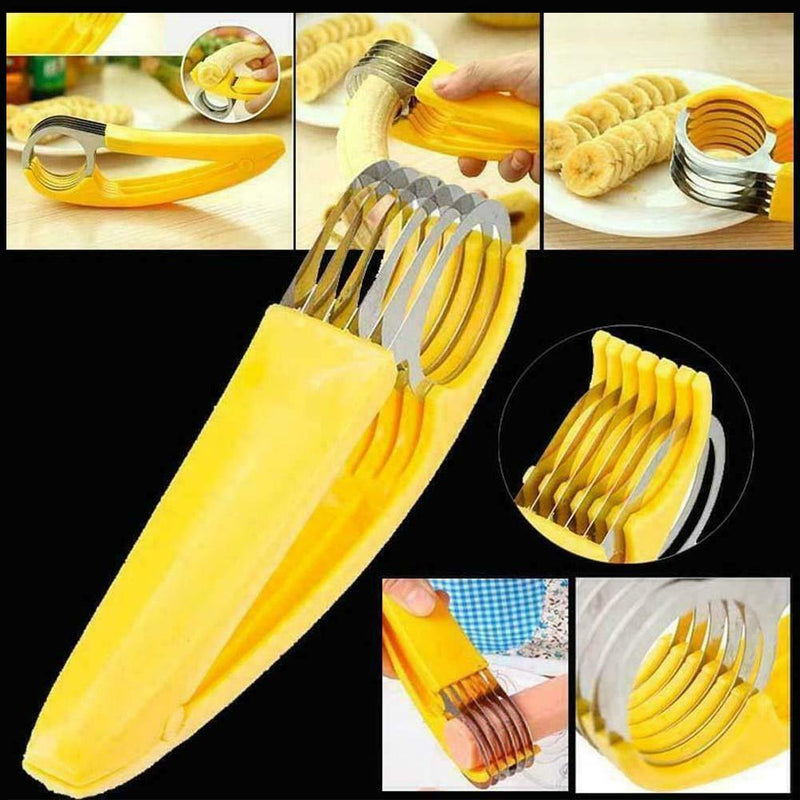 Banana Slicer Fruit Cutter Kitchen Gadget Banana Slicer Steel Fruit I8L4