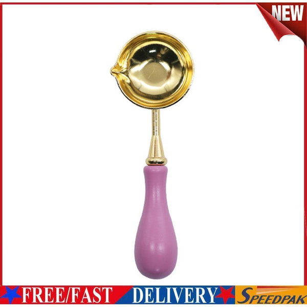 Sealing Wax Spoon Solid Wood Retro Wax Spoons Decorative Stamp Craft (Pink) #F