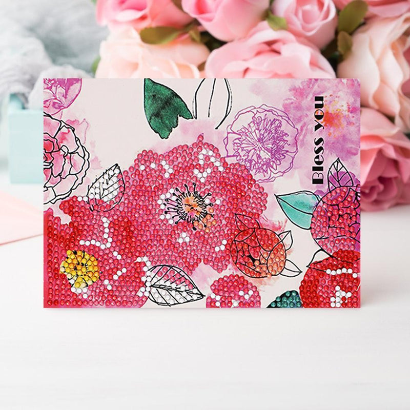 DIY Diamond Painting Flowers Greeting Card Birthday Valentine Blessing Gift