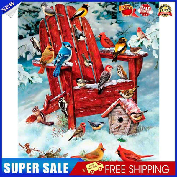 Birds in Snow Oil Paint By Numbers Kit DIY Acrylic Painting on Canvas Craft