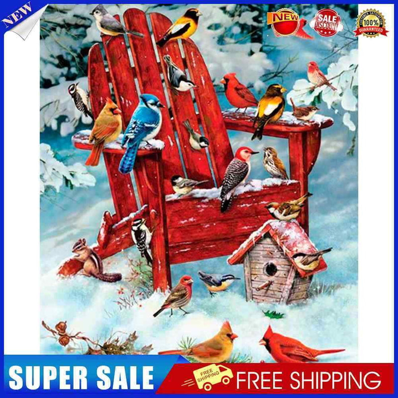 Birds in Snow Oil Paint By Numbers Kit DIY Acrylic Painting on Canvas Craft