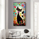 Cartoon Flower Cat Oil Paint By Numbers Wall Art Craft Coloring Drawing for Kids