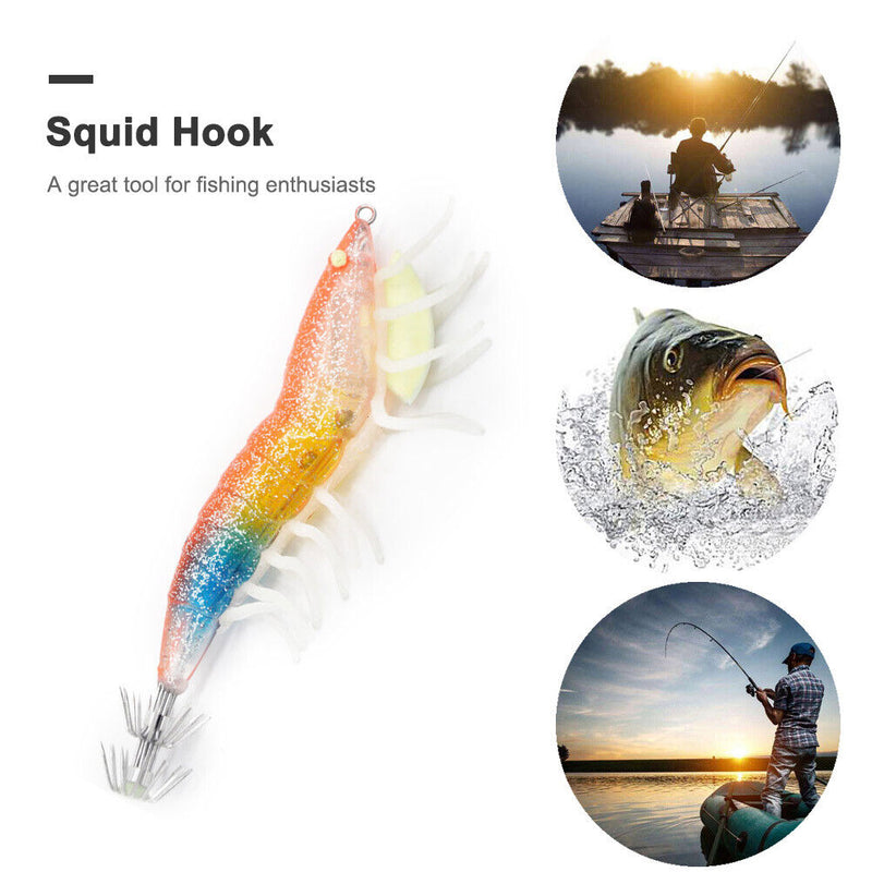 12cm Luminous Squid Jig Sea Fishing Lure Octopus Shrimp Cuttlefish Squid Ho