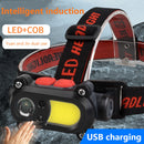 COB LED Headlamp Waterproof Headlight 6 Mode USB Sensor Head Lamp for Outdoor