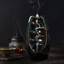 Incense Holder Ceramic Backflow Waterfall Incense Burner with 50 Cones (C) Newly