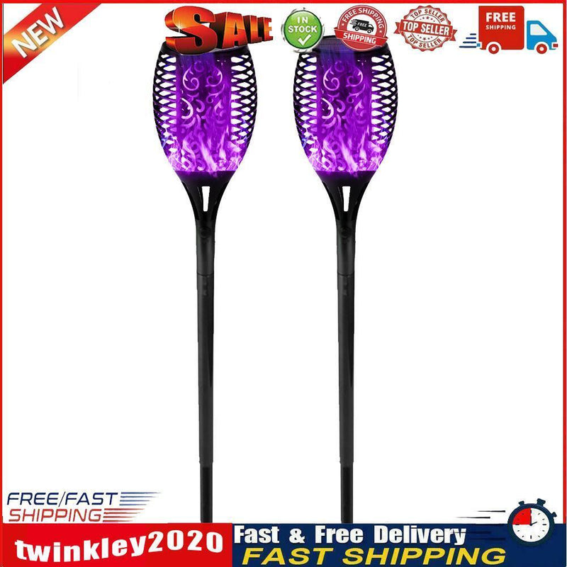 12 LED Flame Torch Light Solar Powered Garden Plug-In Decor Lamp (2pcs) Newly
