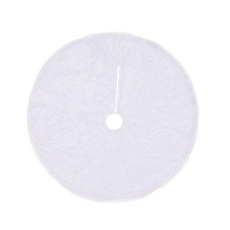 Christmas Tree Skirt White Long Plush Tree Carpet for Living Room Bedroom Garden