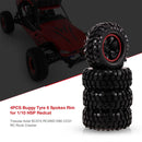 #A 4PCS RC Off-Road Buggy Tires Truck Car Hex Hub Beadlock Rubber Wheel Rims Tir