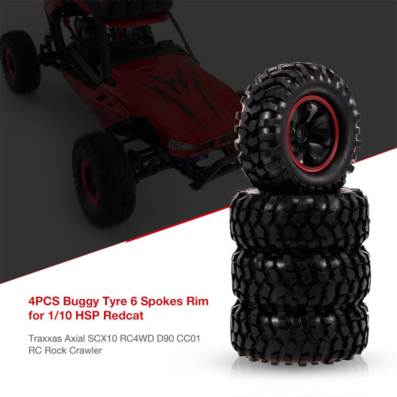 #A 4PCS RC Off-Road Buggy Tires Truck Car Hex Hub Beadlock Rubber Wheel Rims Tir