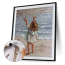 Oil Paint By Numbers Sea Girl Frameless Picture Craft Kit for Home Living Room