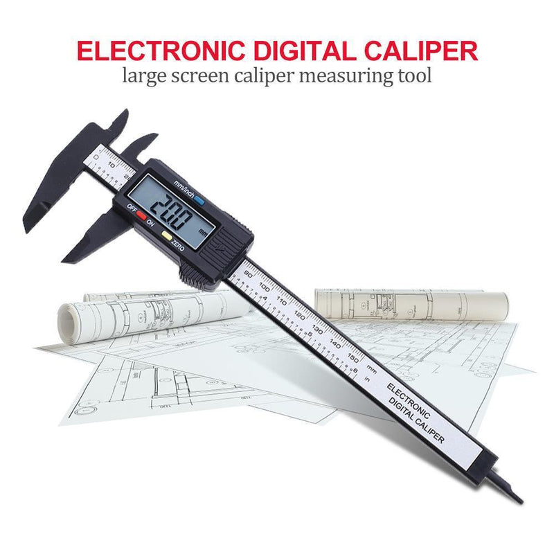 150mm 6 inch LCD Digital Electronic Carbon Fiber Vernier Calipers Measuring