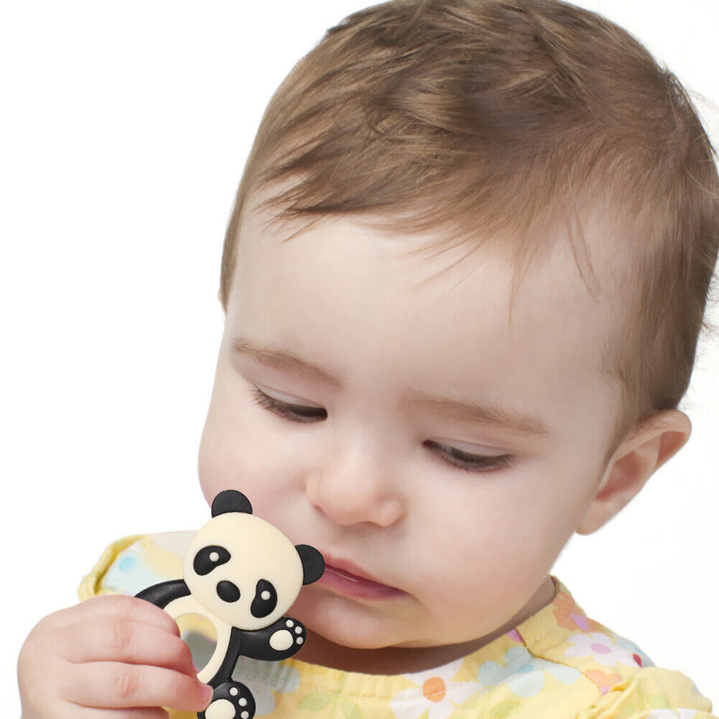 Baby Silicone Teether Cartoon Panda BPA Free Infant Chewing Toys (Black)
