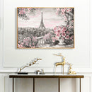 DIY Paint By Number Kit Iron Tower Pink Flowers No Frame Home Decoration