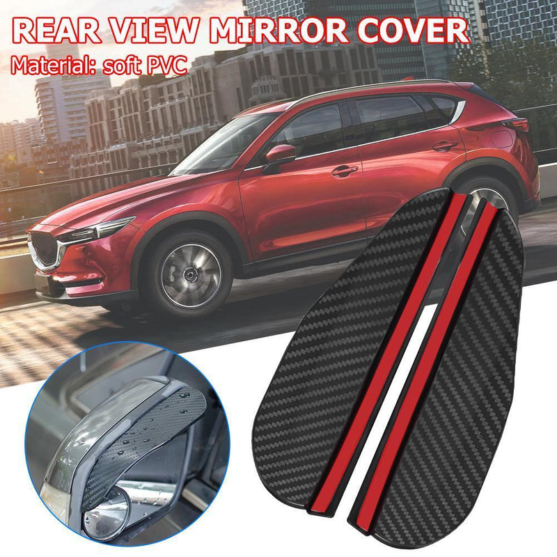 2pcs Car Side Mirror Anti Rain Visor Snow Guard Carbon Fiber Look Weather Shield