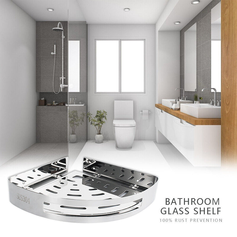 2 X Stainless Steel Bathroom Shelf Shampoo Storage Racks Kitchen Holder