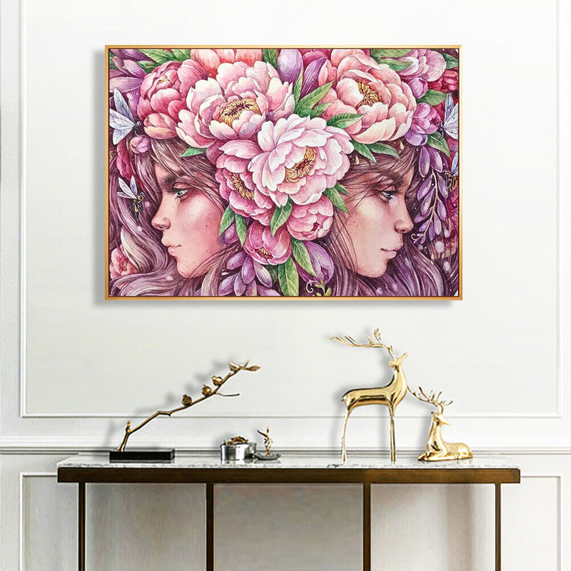 DIY Oil Paint by Numbers Girl in the Flowers Hand Painted Acrylic Picture G