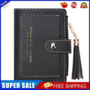 Folded Women Tassels PU Leather Handbag Girl Hasp Small Wallet Purse(Black)