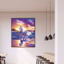 Full Drill Round Diamond Painting White Horse DIY Mosaic Craft Home Decor