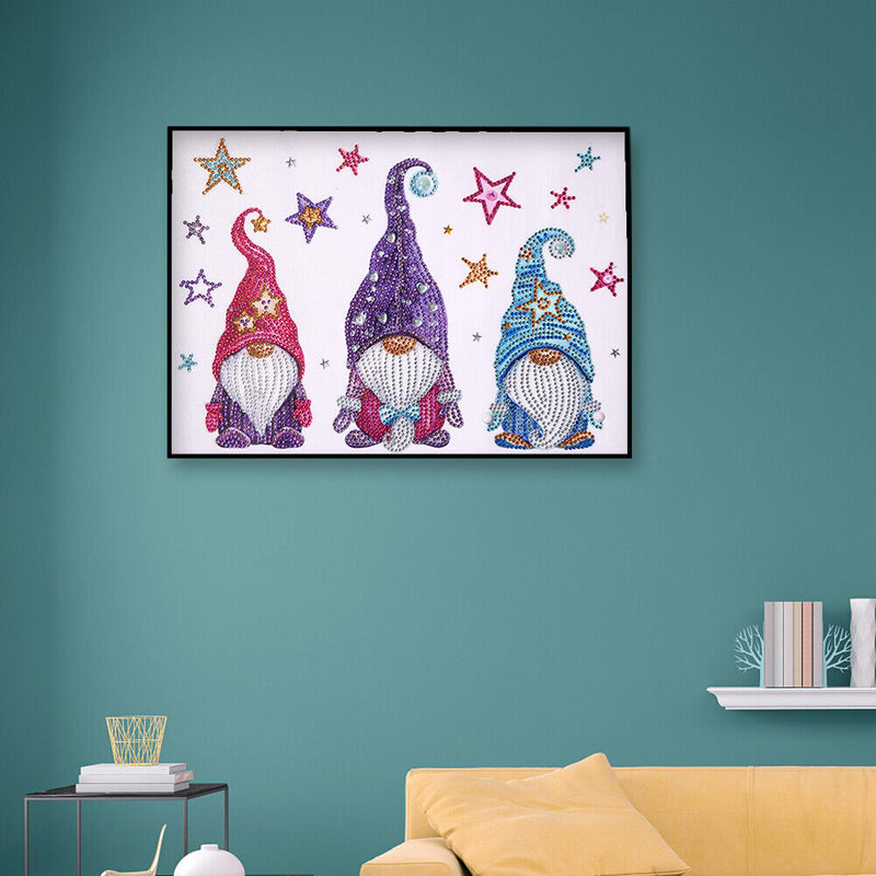 5D Diamond Painting DIY Rhinestone Special Shaped Star Heart Gnome Kit Newly