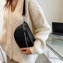 Women PU Chest Bag Alligator Leather Fanny Pack Chains Small Zipper Saddle Purse