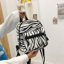 Fashion Canvas Zebra Print Backpack Casual Travel School Women Mini Knapsacks