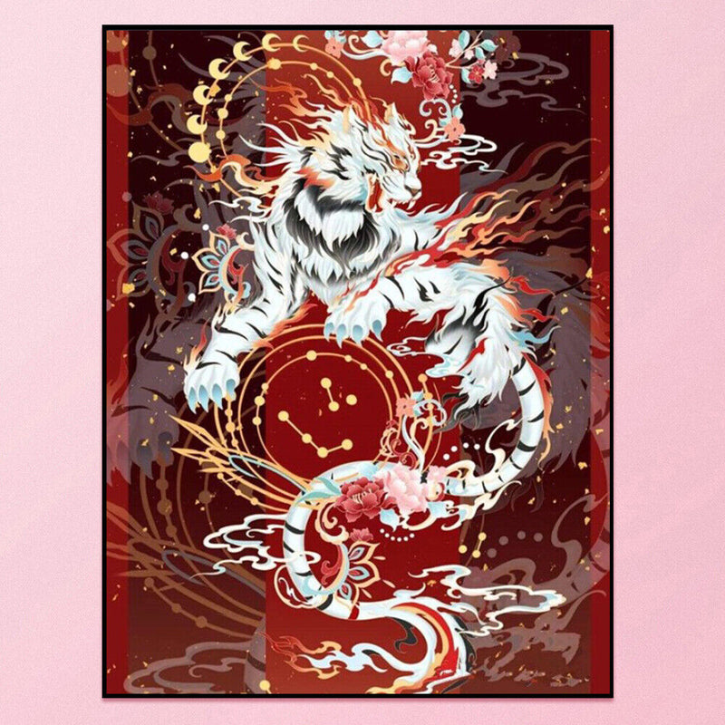 Full Cross Stitch 11CT Mythical Beast White Tiger Stamped Embroidery (2)
