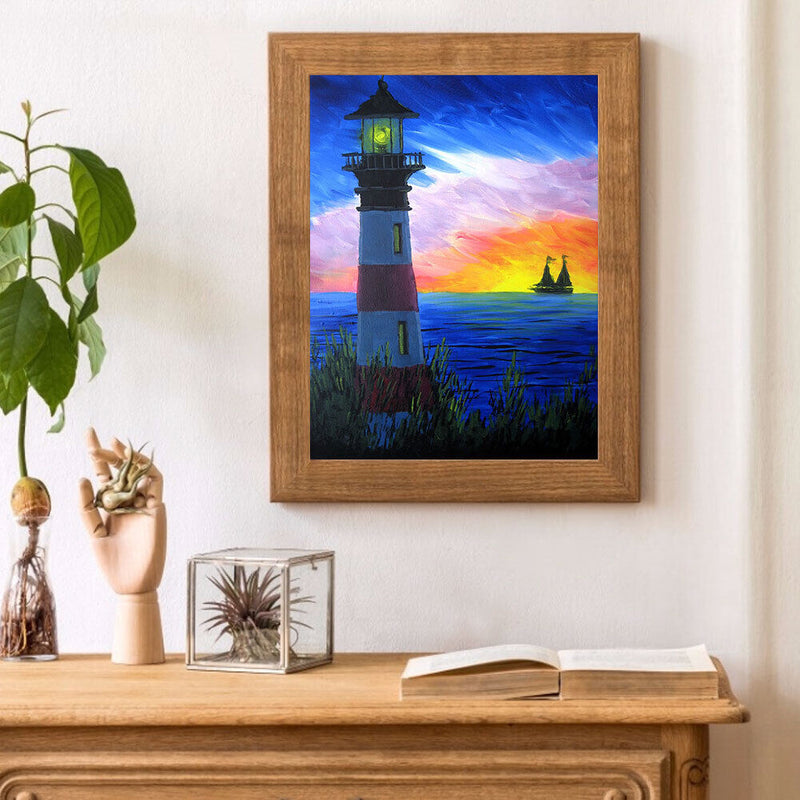 Evening Lighthouse Oil Paint By Numbers DIY Handpainted Canvas Home Decorations