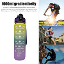 1L Sports Water Bottle with Marker Large Capacity Fitness Drink Cups (B) Newly