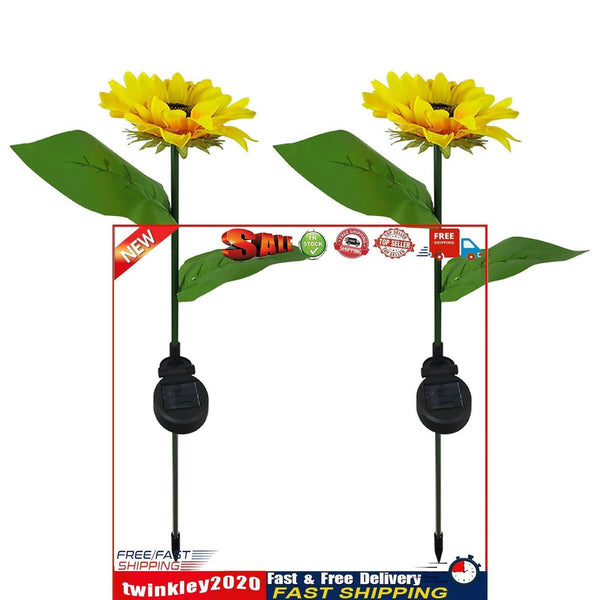 2 Packs Solar Sunflower Lights, Waterproof LED Garden Lamp, for Lawn, Yard Newly