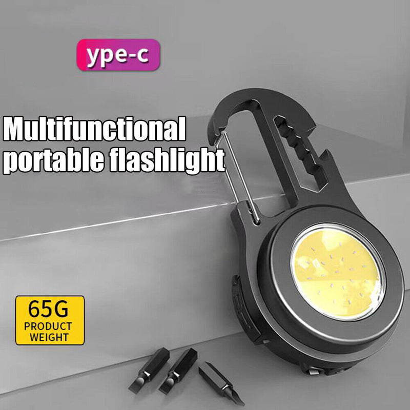 Multifunction Mini COB Keychain Work Lamps USB Rechargeable Camping Flashlight