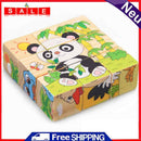 Baby Kids Wooden Cartoon 6 Page Jigsaw Puzzle Blocks Early Educational Jigsaw Puzzle -