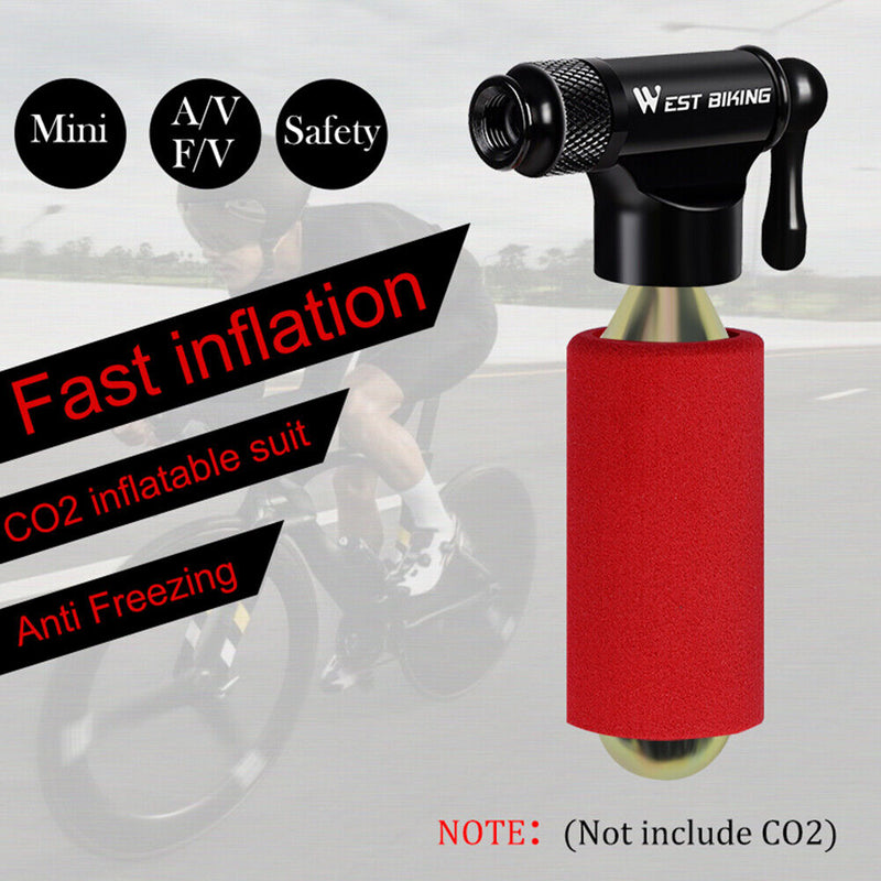 WEST BIKING CO2 Inflator with Insulated Sleeve Bike Tire Pump No CO2 Cartri